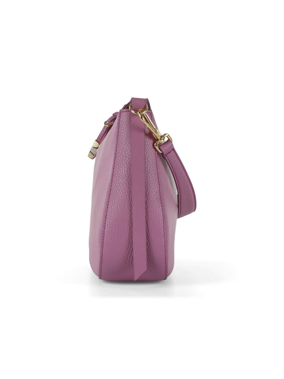 VIOLA CHIARO | Borsa a spalla in pelle martellata NORY Small