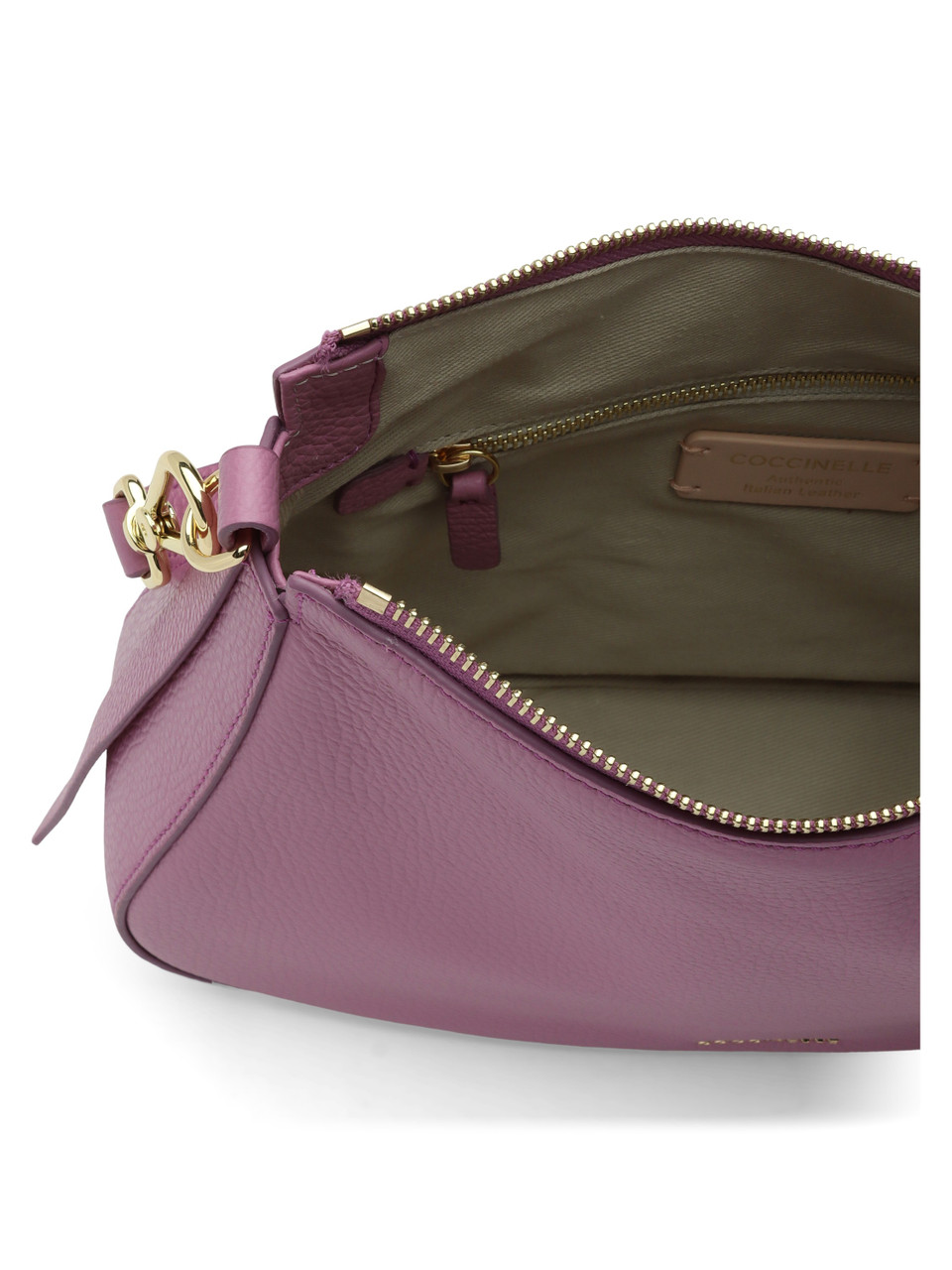 VIOLA CHIARO | Borsa a spalla in pelle martellata NORY Small