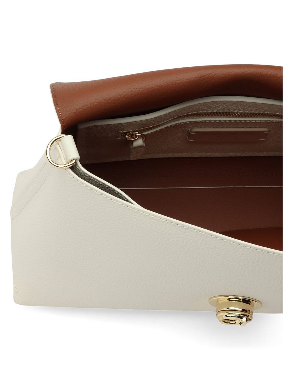 OFF WHITE | Schultertasche aus genarbtem Leder NIKLA Medium