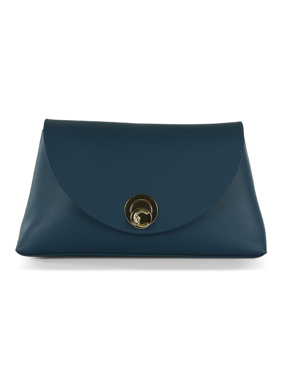 BLAU | Schultertasche aus genarbtem Leder NIKLA Medium