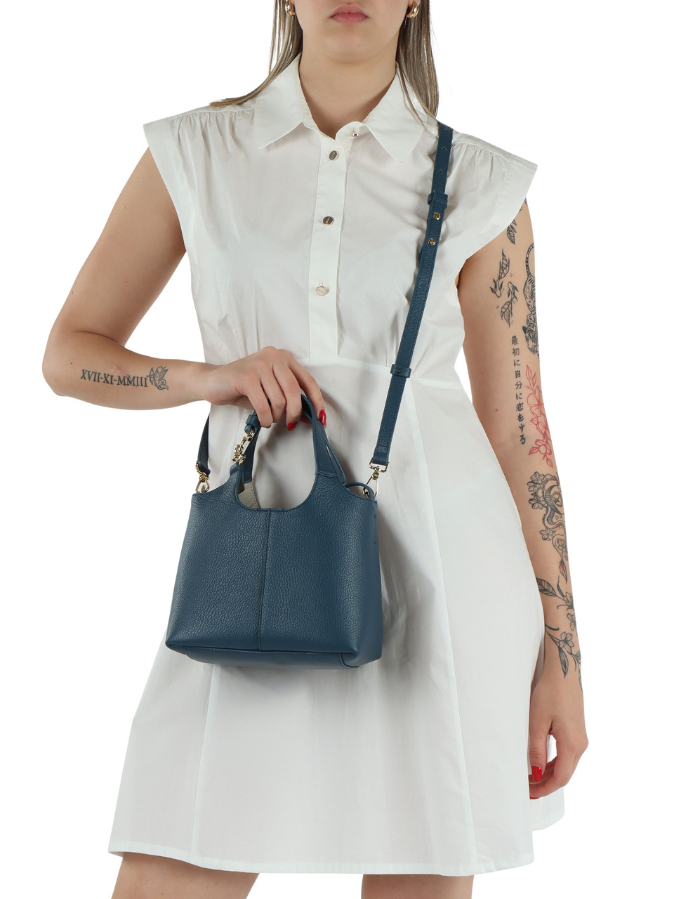 BLU | Borsa a mano in pelle martellata C-EASY Small