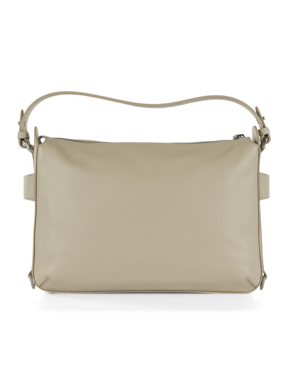 BEIGE | GRETEL RIBBON Medium Schultertasche aus genarbtem Leder