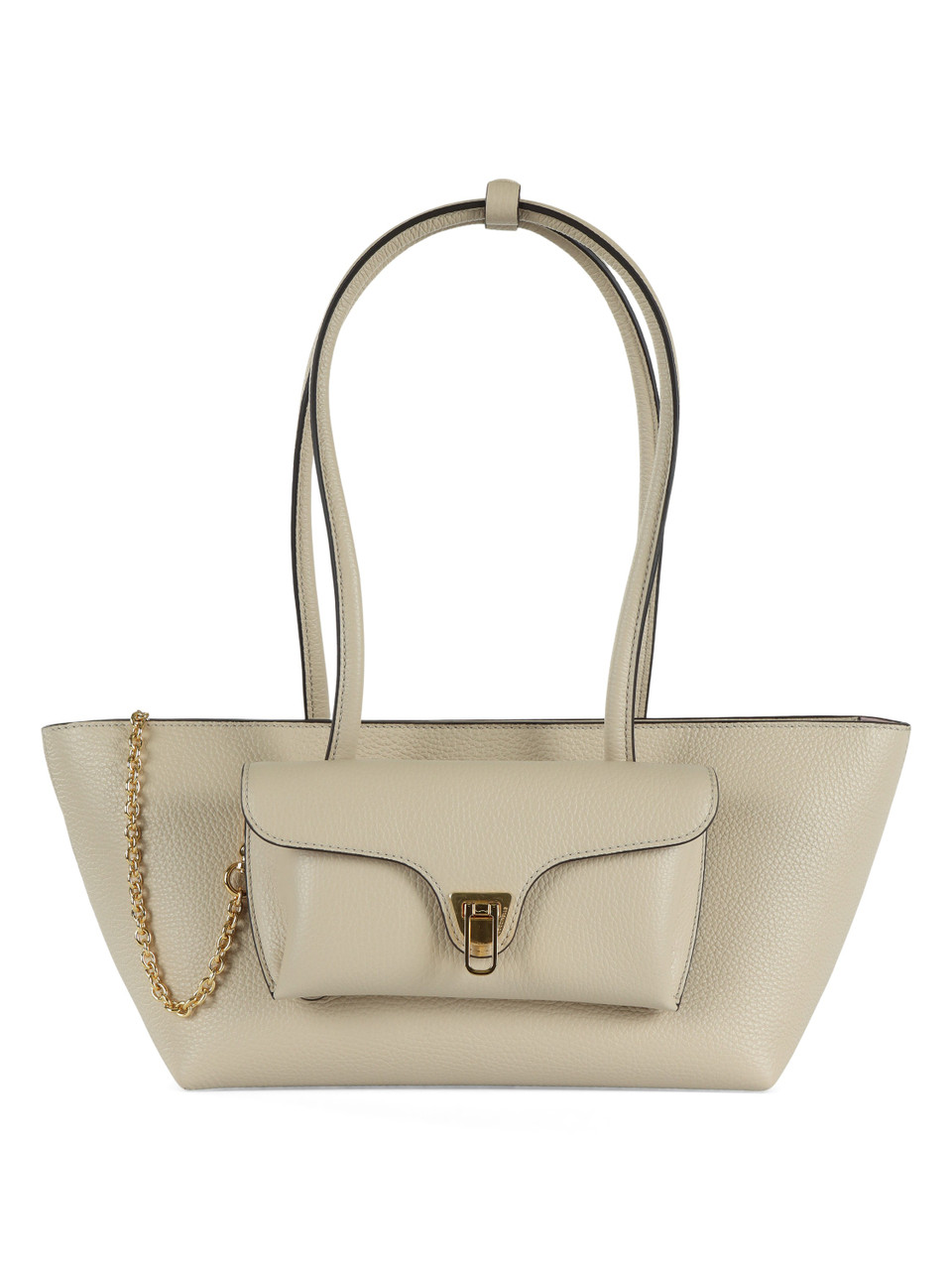 BEIGE | Borsa a spalla in pelle martellata DOUBLE BEAT Medium