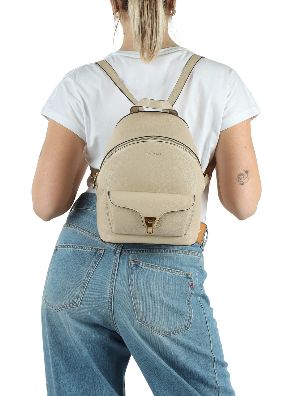 BEIGE | Zaino in pelle martellata BEAT GENERATION Small