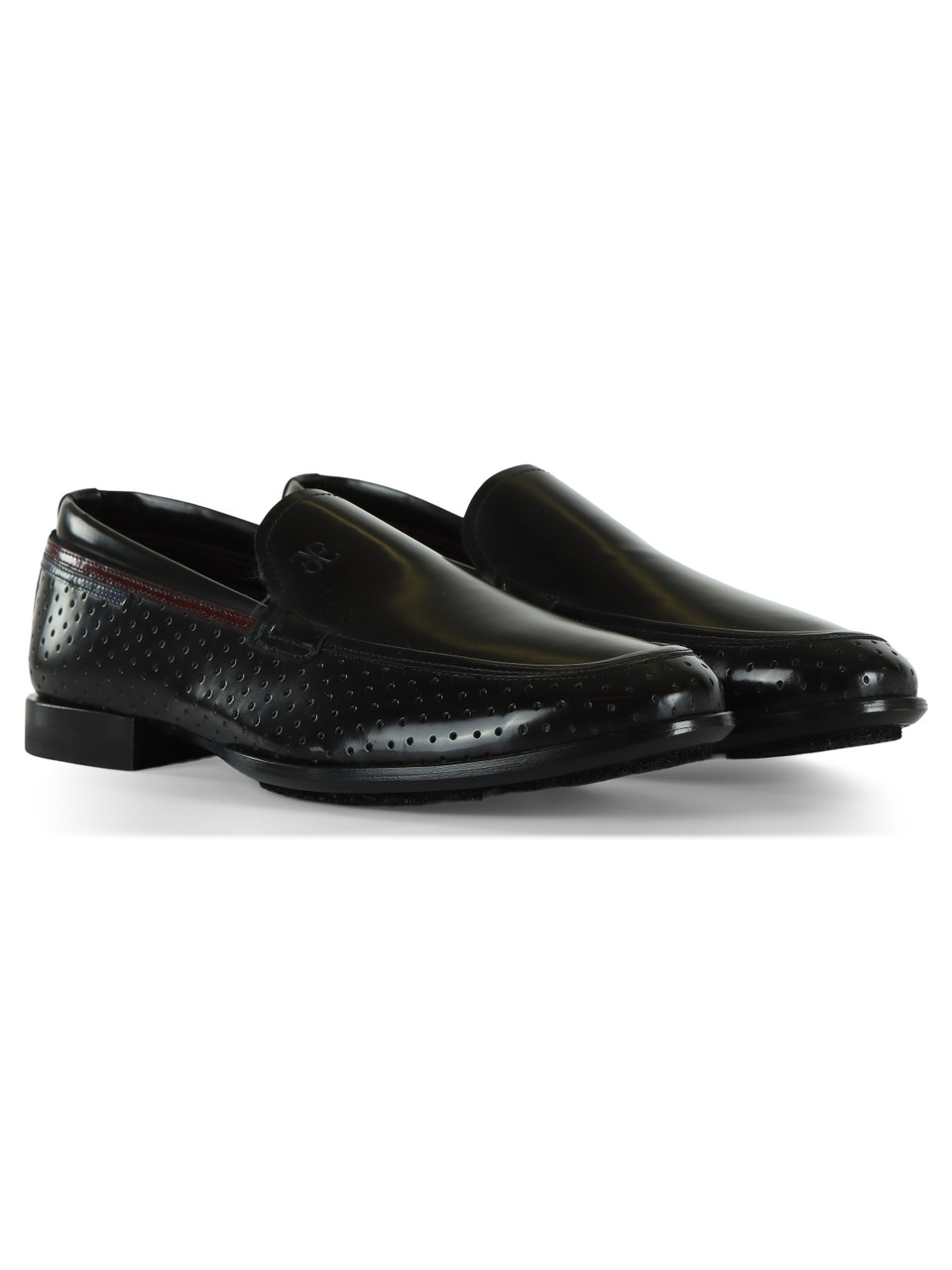 SCHWARZ | Loafer aus durchbrochenem Leder mit Kontrastdetails
