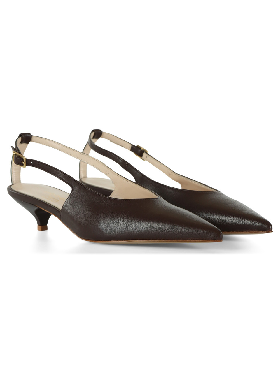 MARRONE | Scarpe slingback in pelle con fascetta posteriore