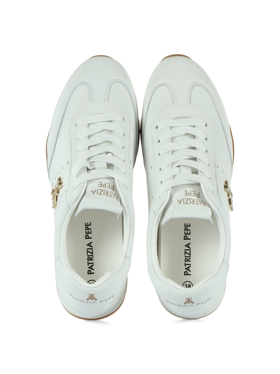 BIANCO | GIRL: Sneakers in pelle con placca logo laterale