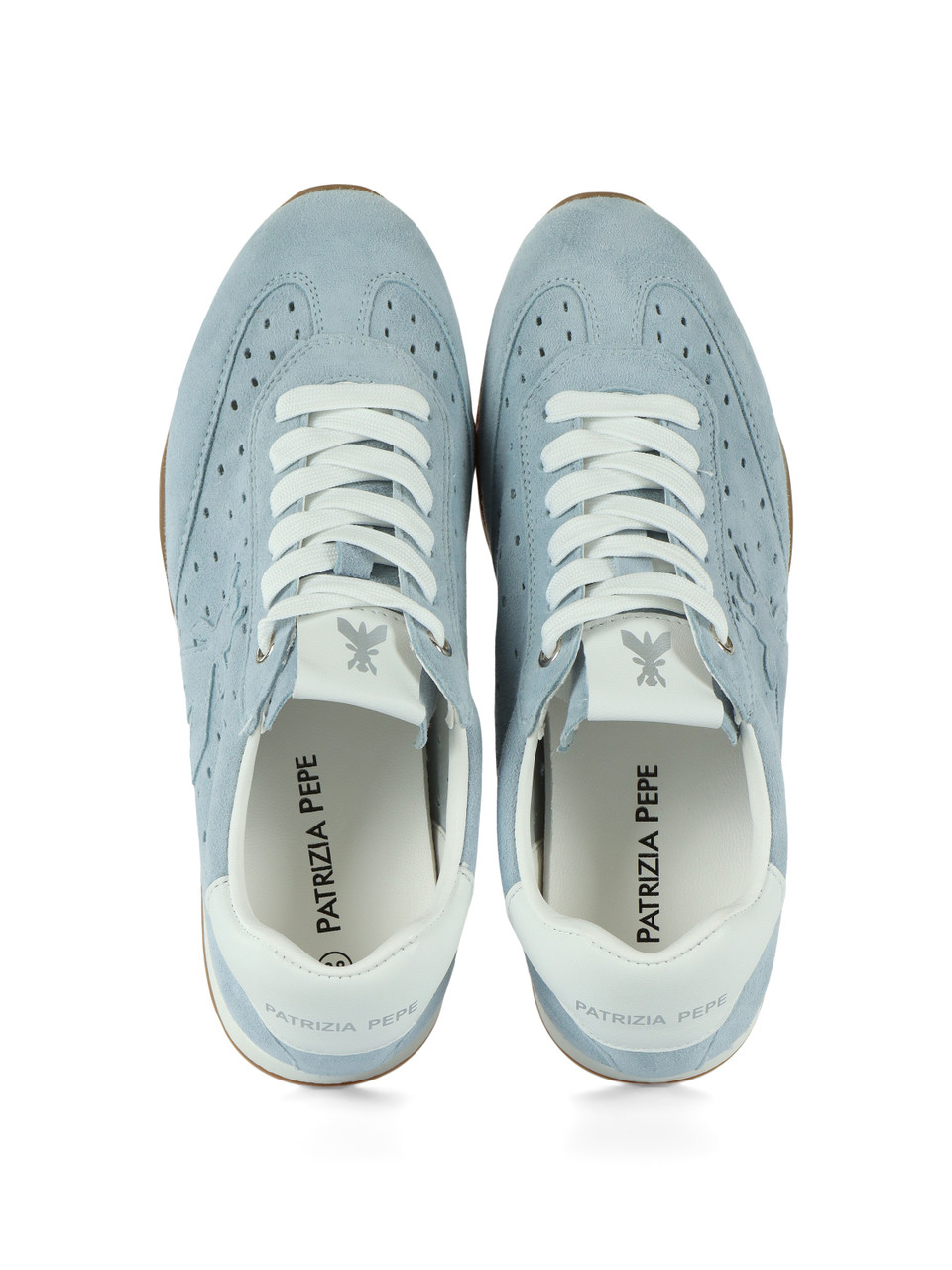 AZZURRO | GIRL: Sneakers in suede con patch logo laterale
