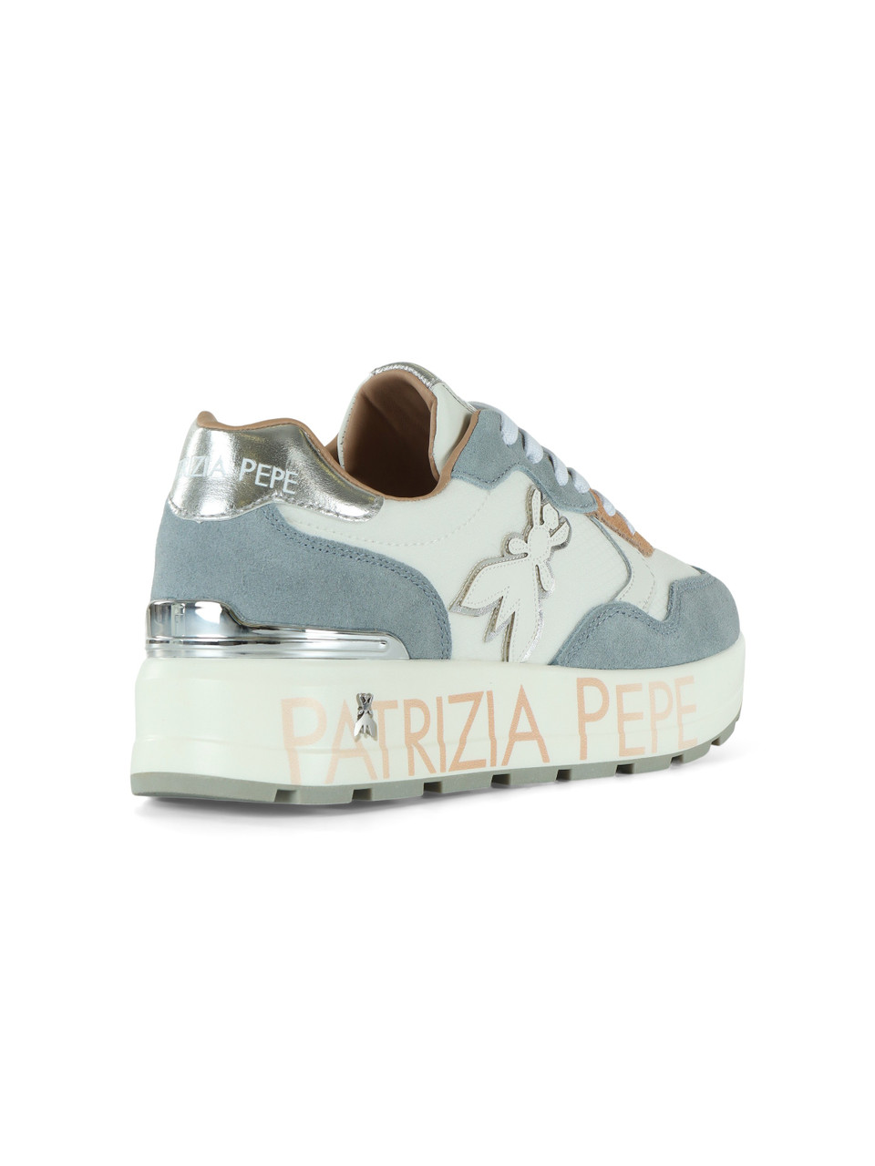 AZZURRO | GIRL: Sneakers in pelle e tessuto con para alta