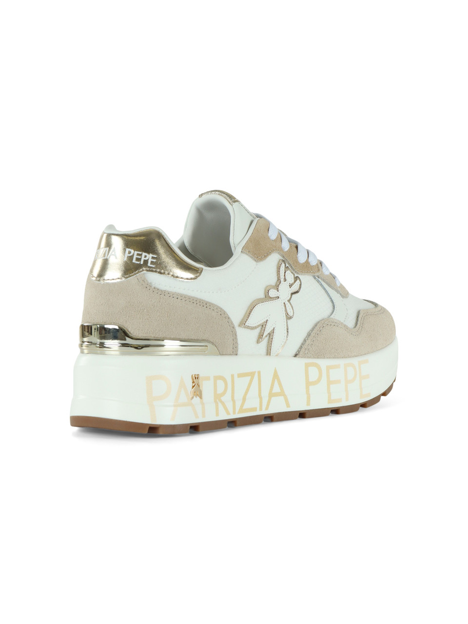 BEIGE | GIRL: Sneakers in pelle e tessuto con para alta