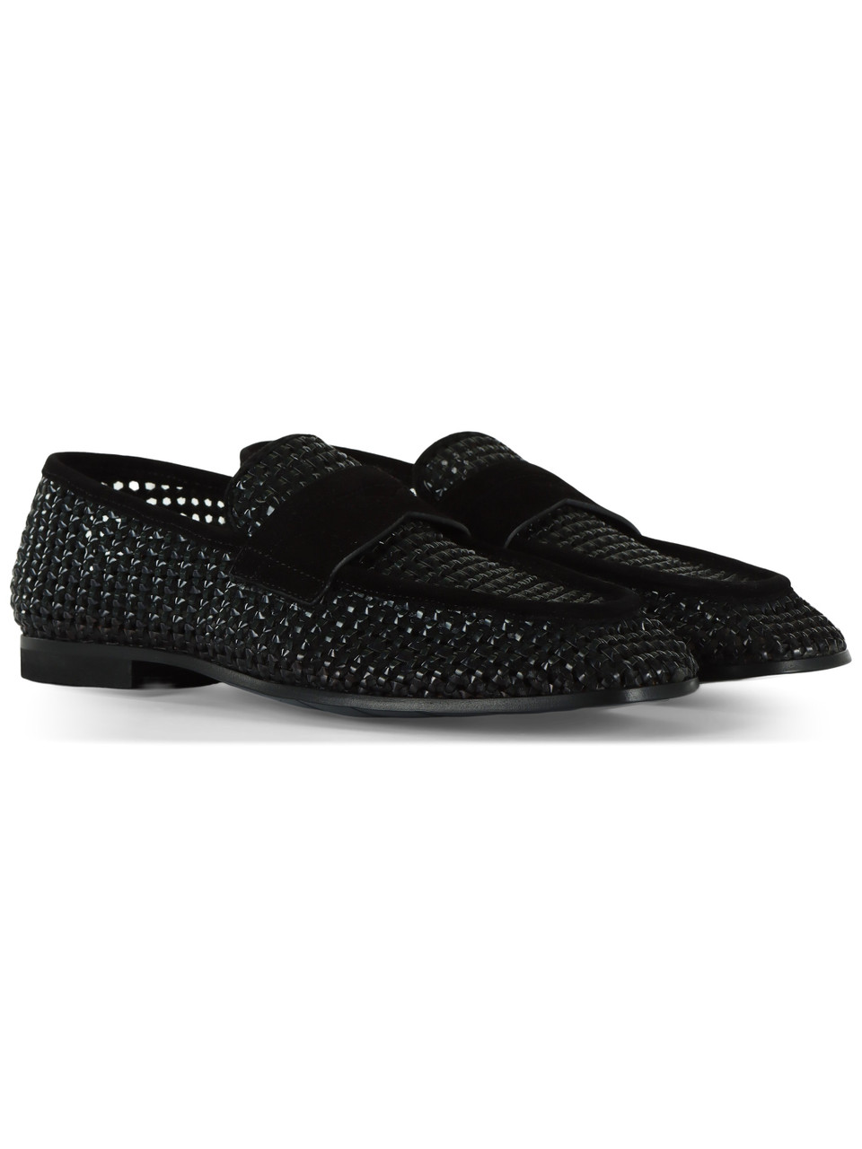 NERO | Mocassino con mascherina in pelle intrecciata