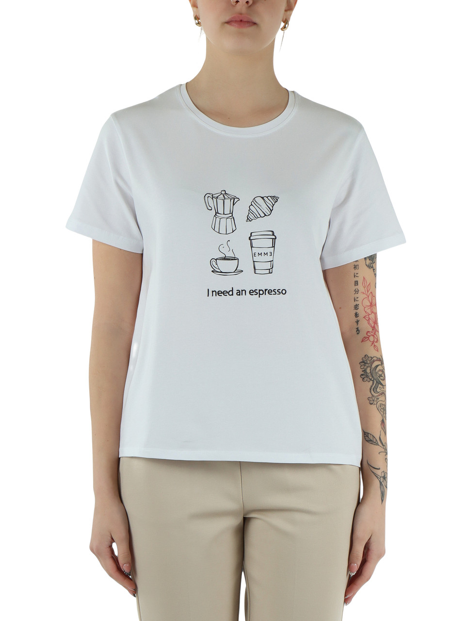 BIANCO/NERO | T-shirt in cotone GOLA con borsa shopper inclusa