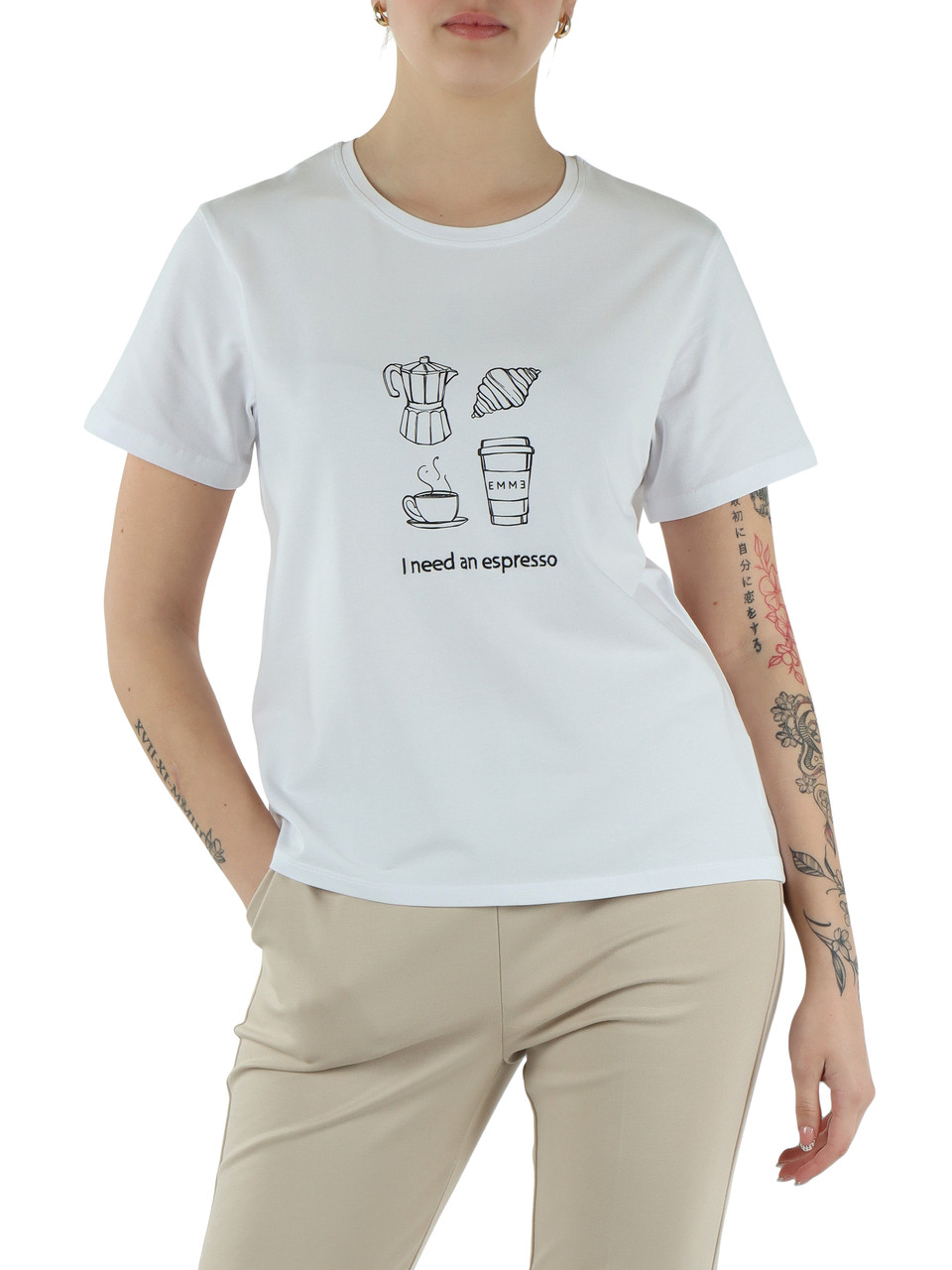 BIANCO/NERO | T-shirt in cotone GOLA con borsa shopper inclusa