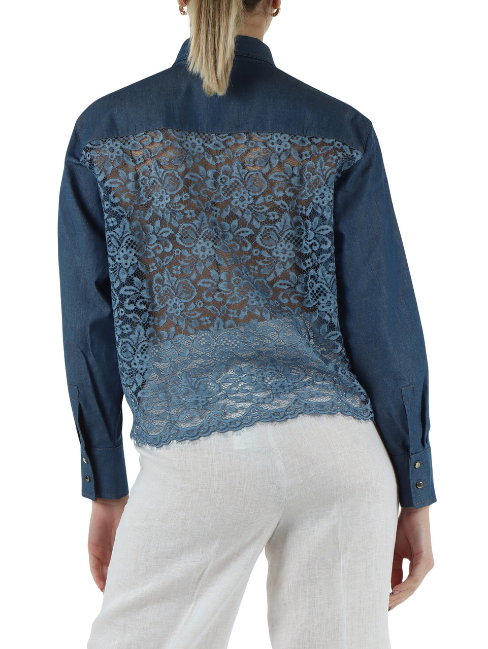 BLU | Camicia in denim leggero ESTROSO con pizzo posteriore