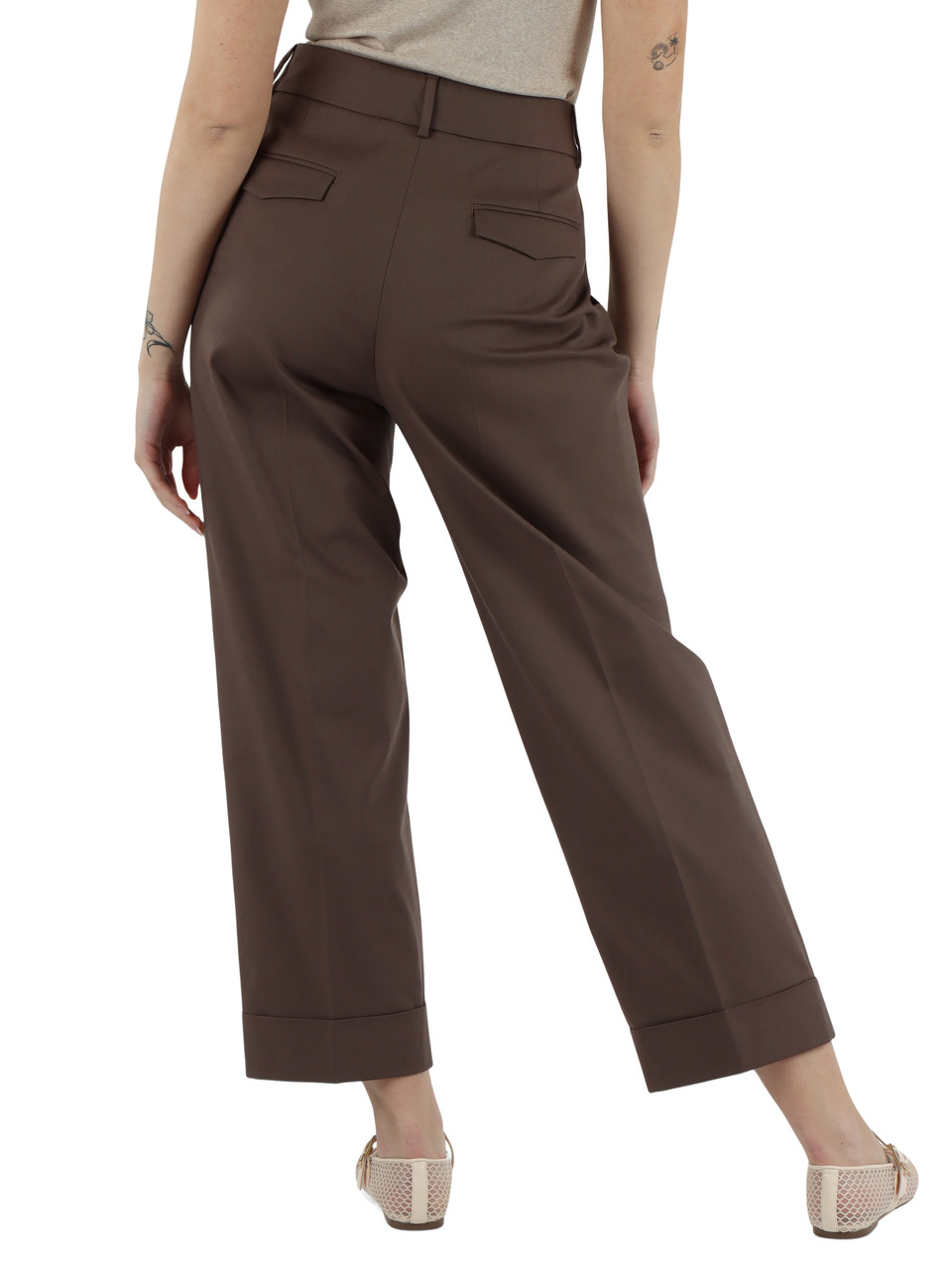 MARRONE | Pantalone in cotone e viscosa stretch