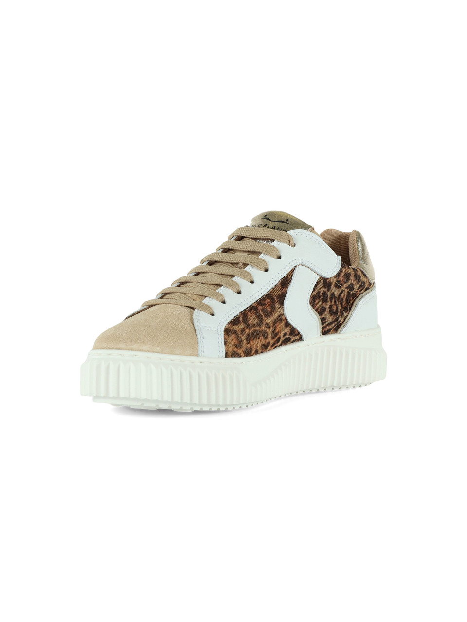 BIANCO | Sneakers LIPARI MESH in pelle e tulle stampa animalier