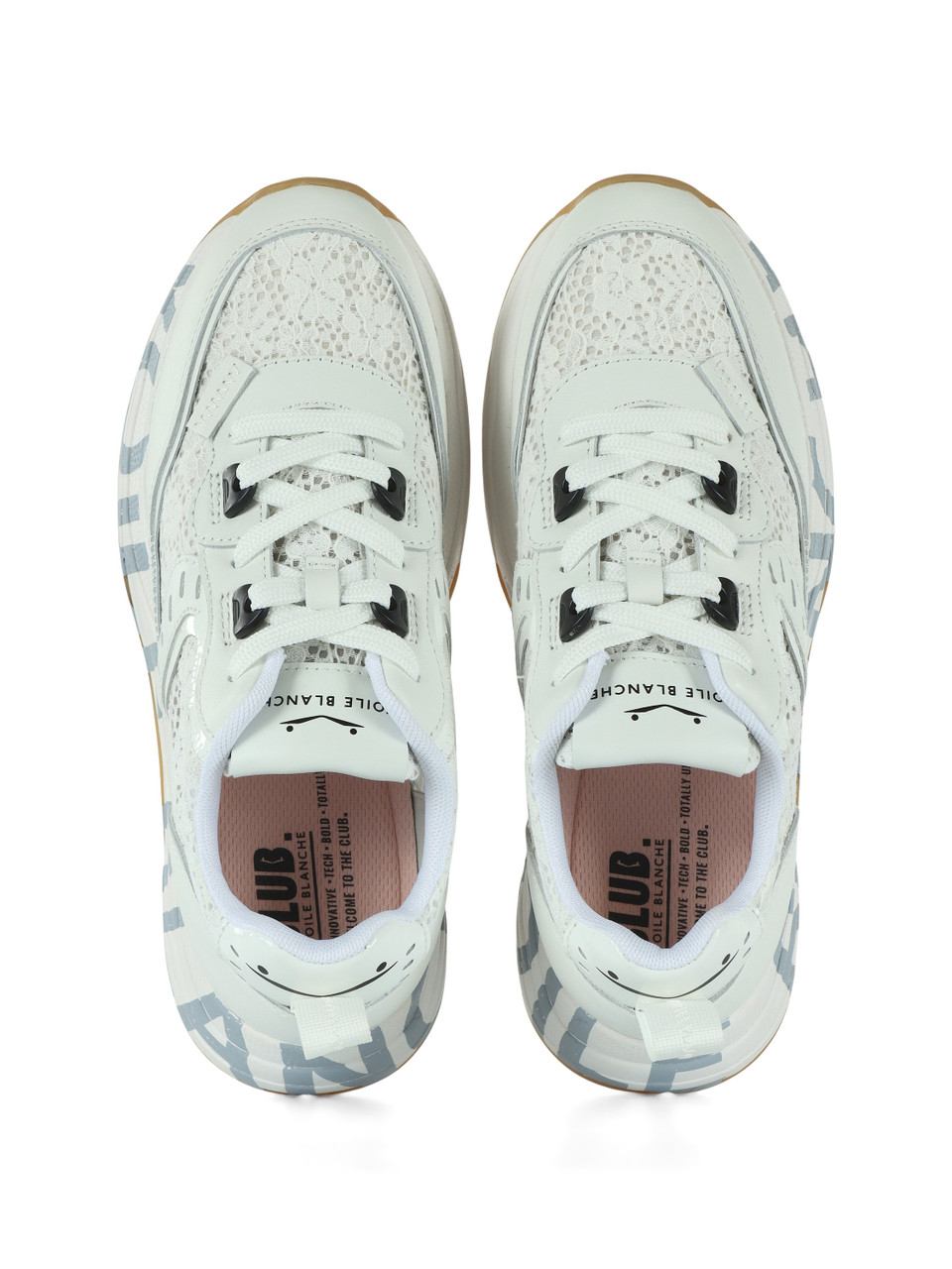 BIANCO | Sneakers CLUB105 in pelle e pizzo