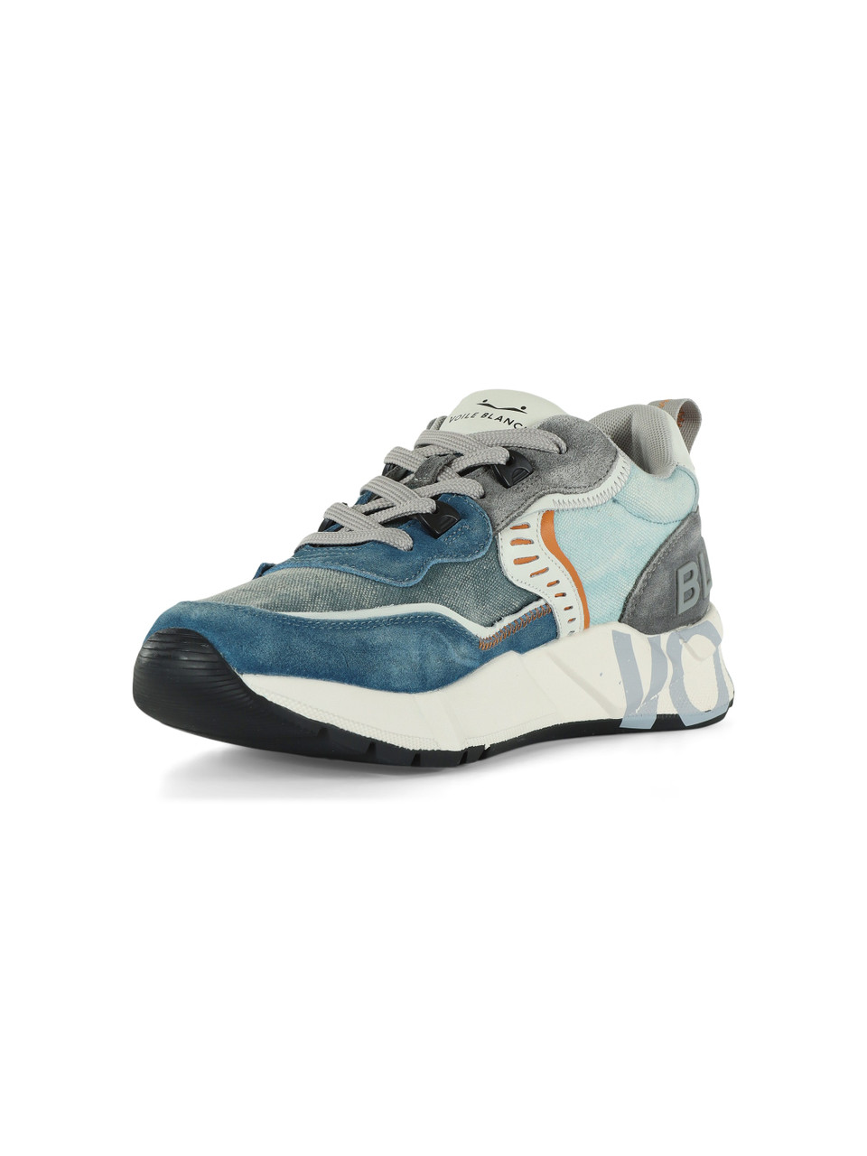 AZZURRO | Sneakers CLUB01 in suede e canvas delavè
