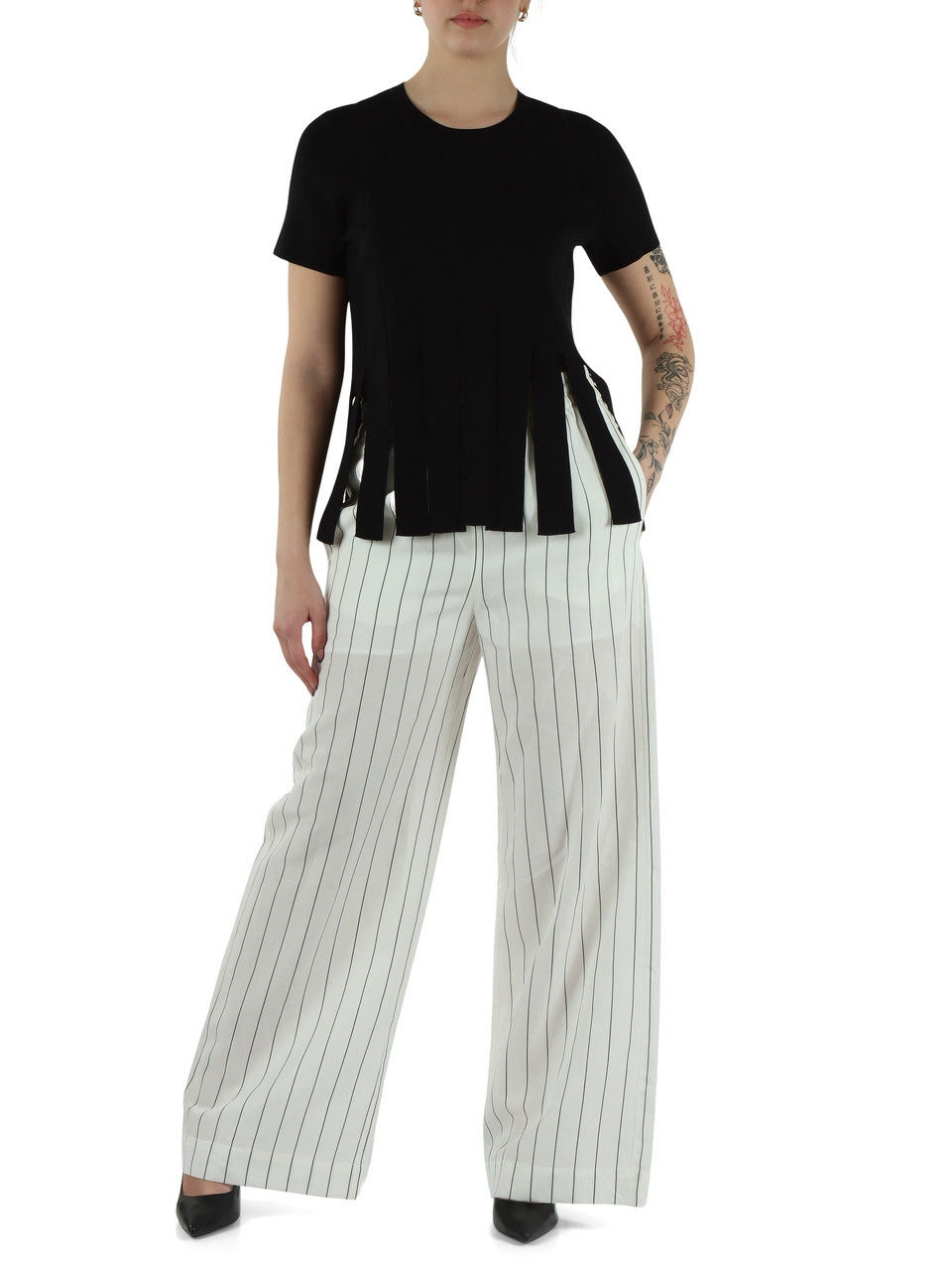NERO | BETTER: Maglia in misto viscosa con frange