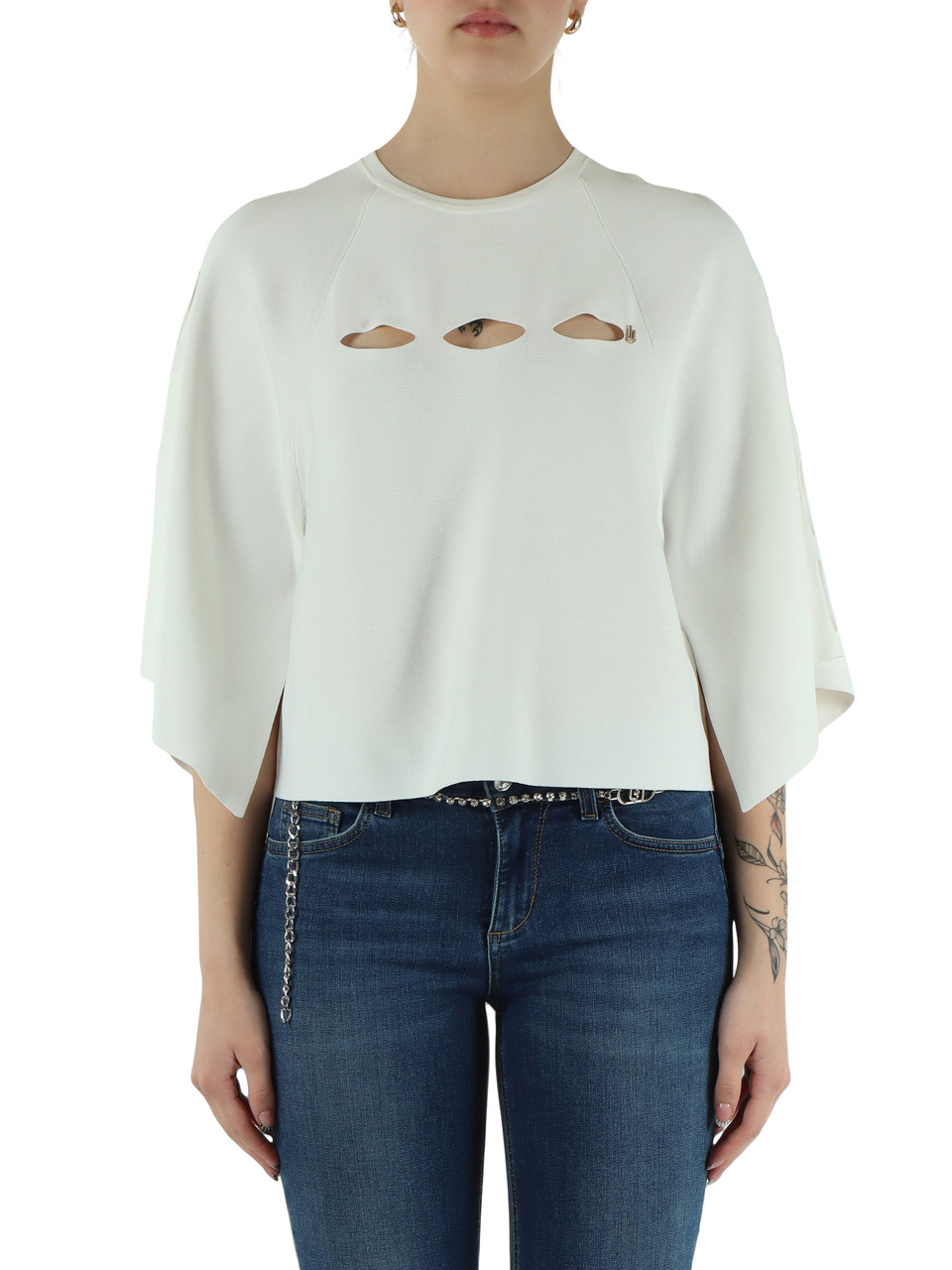 BIANCO | BETTER: Maglia in misto viscosa con dettagli cut-out