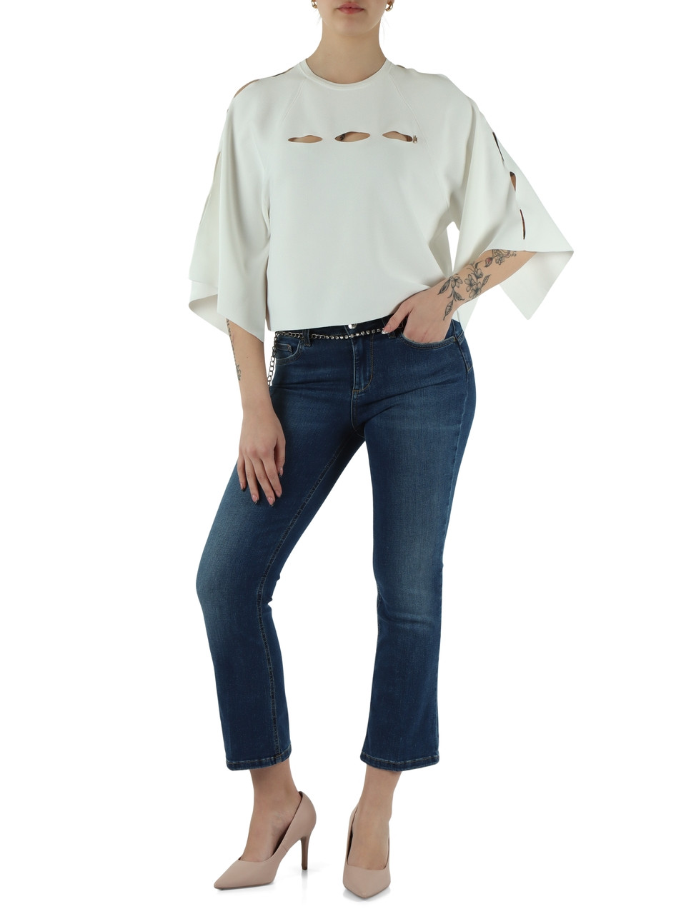 BIANCO | BETTER: Maglia in misto viscosa con dettagli cut-out