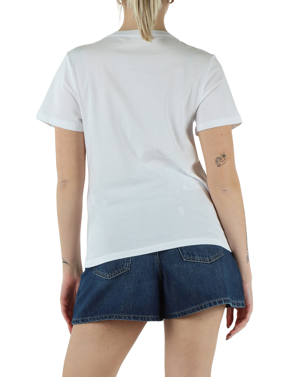 BIANCO/NERO | BETTER: T-shirt in cotone con stampa e pietre decorative