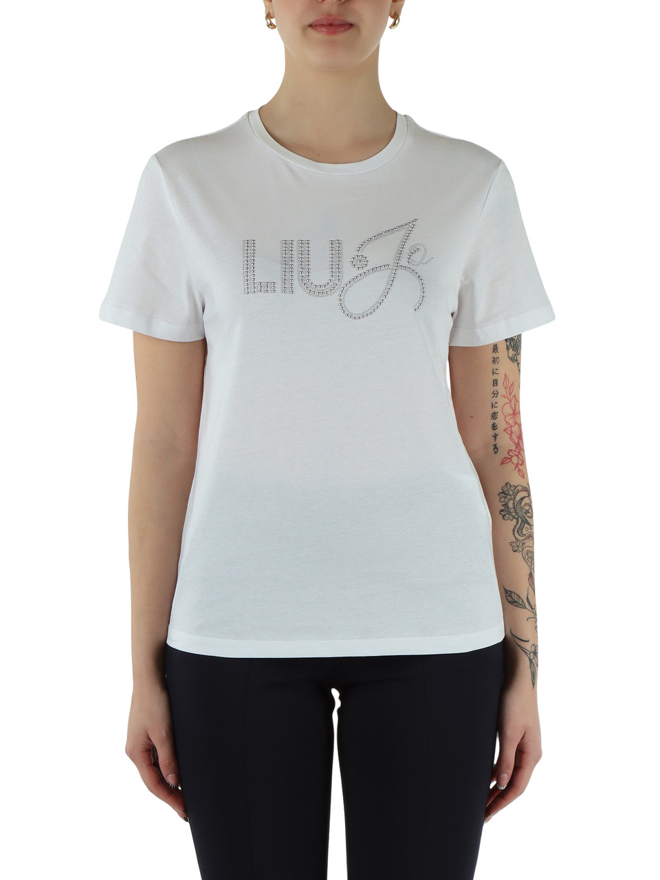 WEISS | BETTER: T-Shirt aus Baumwolle mit Strass-Logo
