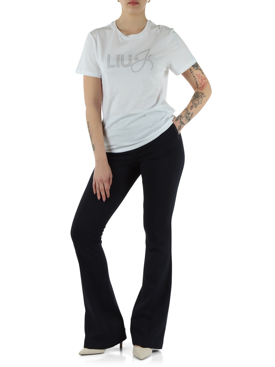 WEISS | BETTER: T-Shirt aus Baumwolle mit Strass-Logo