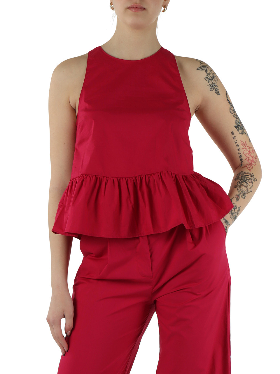 Alpenveilchen | Popeline-Top aus Baumwolle mit rückseitiger Schleife