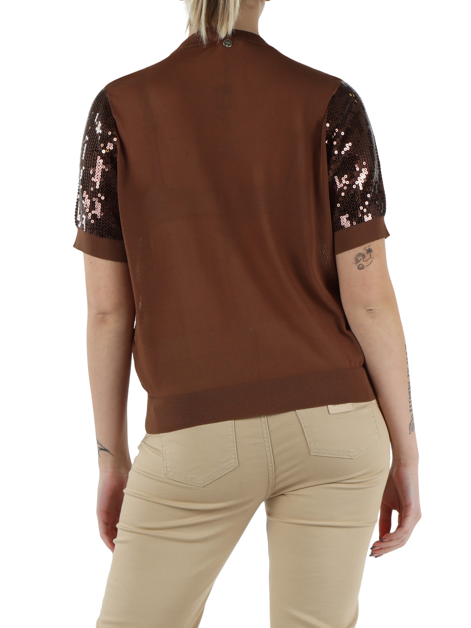 BRAUN | Viscosemischung Pullover mit Pailletten