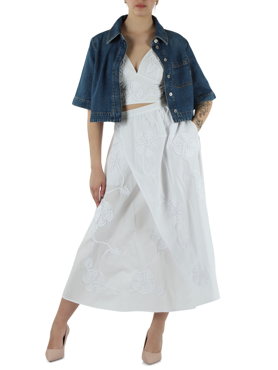 BLU | Camicia cropped in denim con manica corta