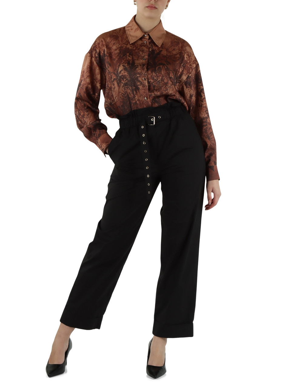 MARRONE CHIARO | BETTER: Camicia in raso fluido con stampa all over