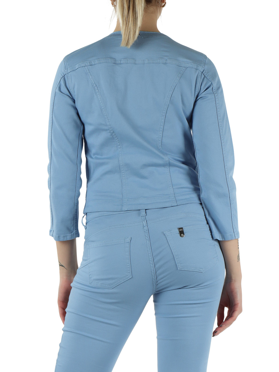 AZZURRO | Giacca in gabardina di cotone con dettagli decorativi