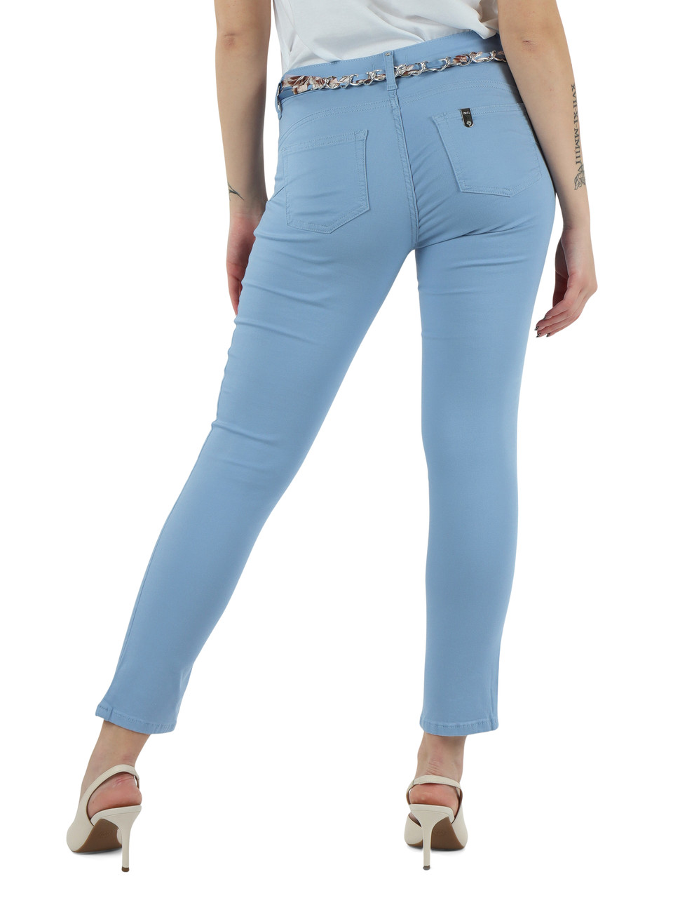 AZZURRO | Pantalone cinque tasche in gabardina di cotone