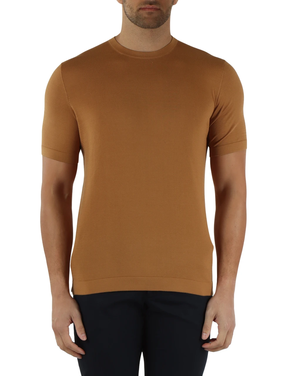MARRONE CHIARO | Maglia manica corta in cotone ultrafine
