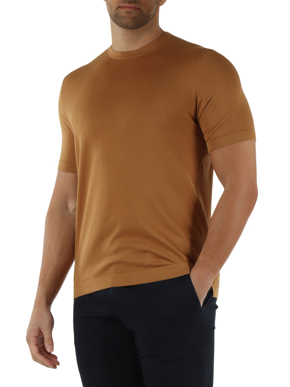 MARRONE CHIARO | Maglia manica corta in cotone ultrafine