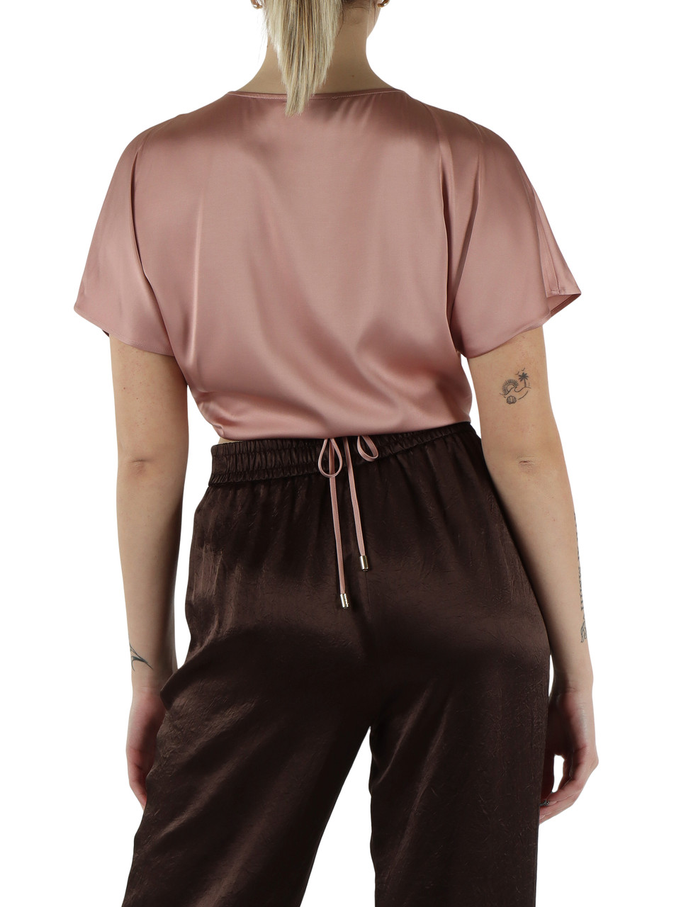 ROSA | Top incrociato in satin di viscosa
