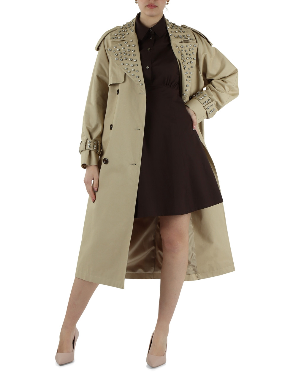 MARRONE | Abito corto in popeline di cotone