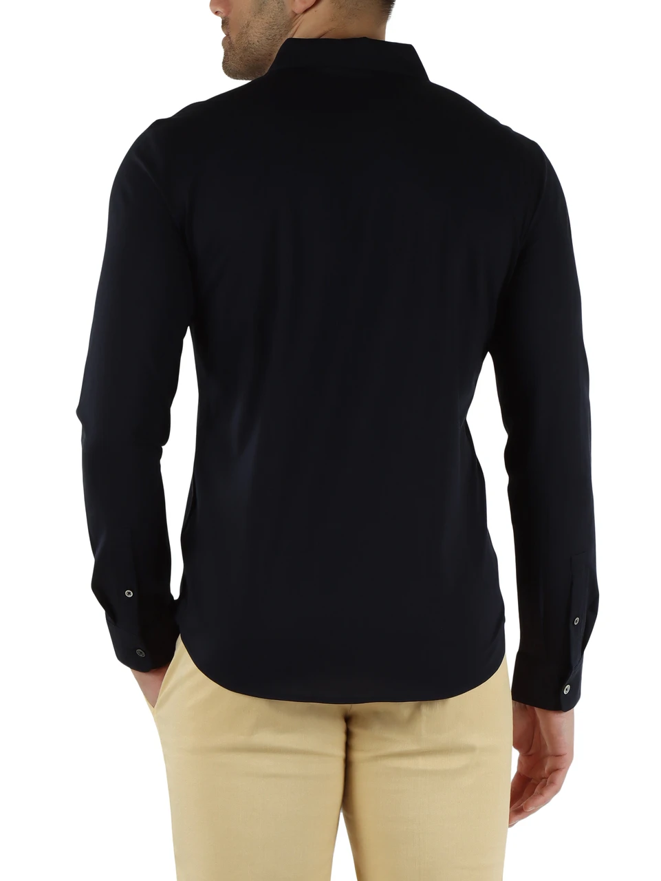 BLU SCURO | Camicia Second Skin in jersey di misto cotone