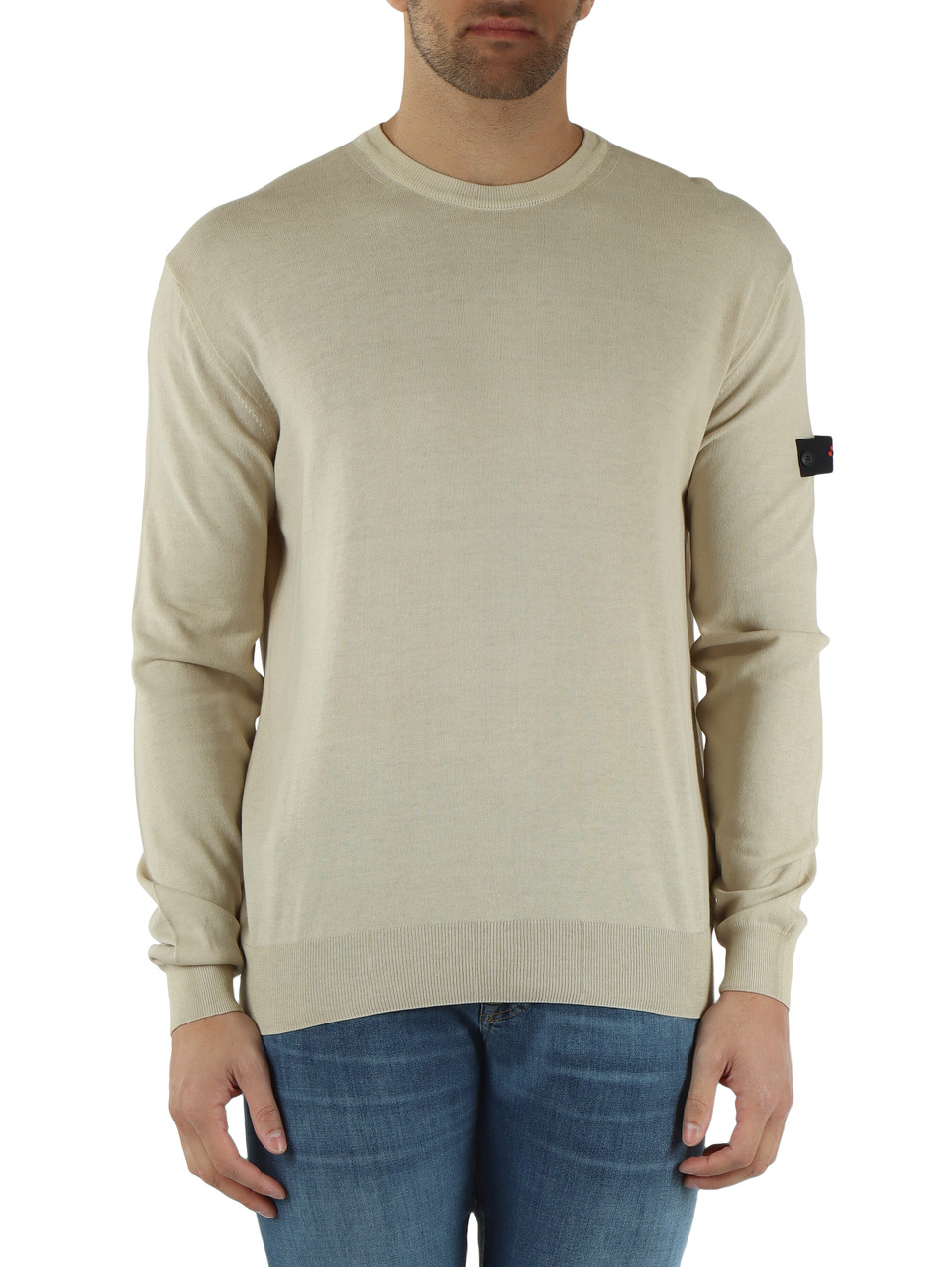 BEIGE | Maglia girocollo in cotone RACE FRS 02