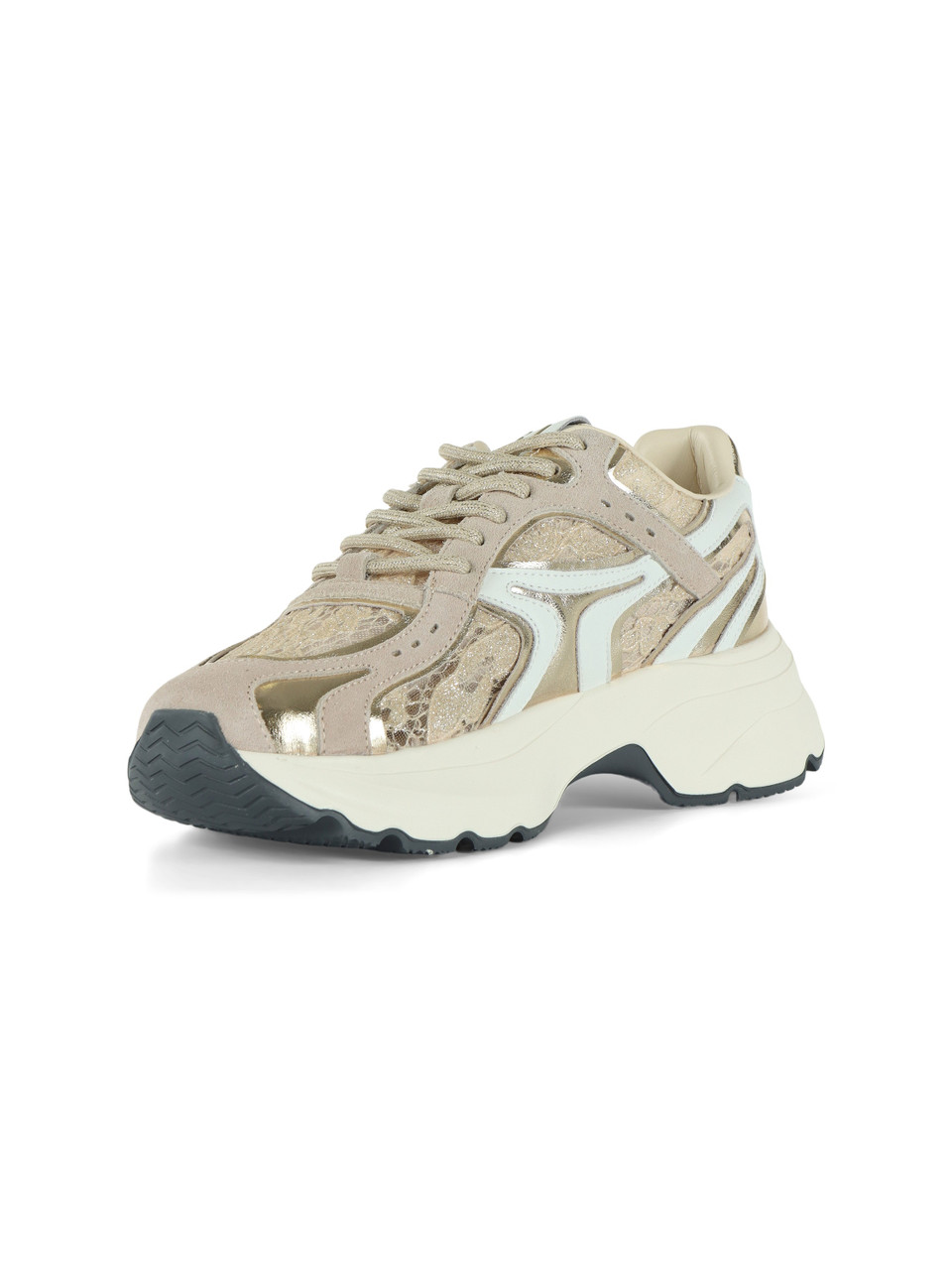 BEIGE | Sneakers DALIA 14 in pelle e pizzo lurex