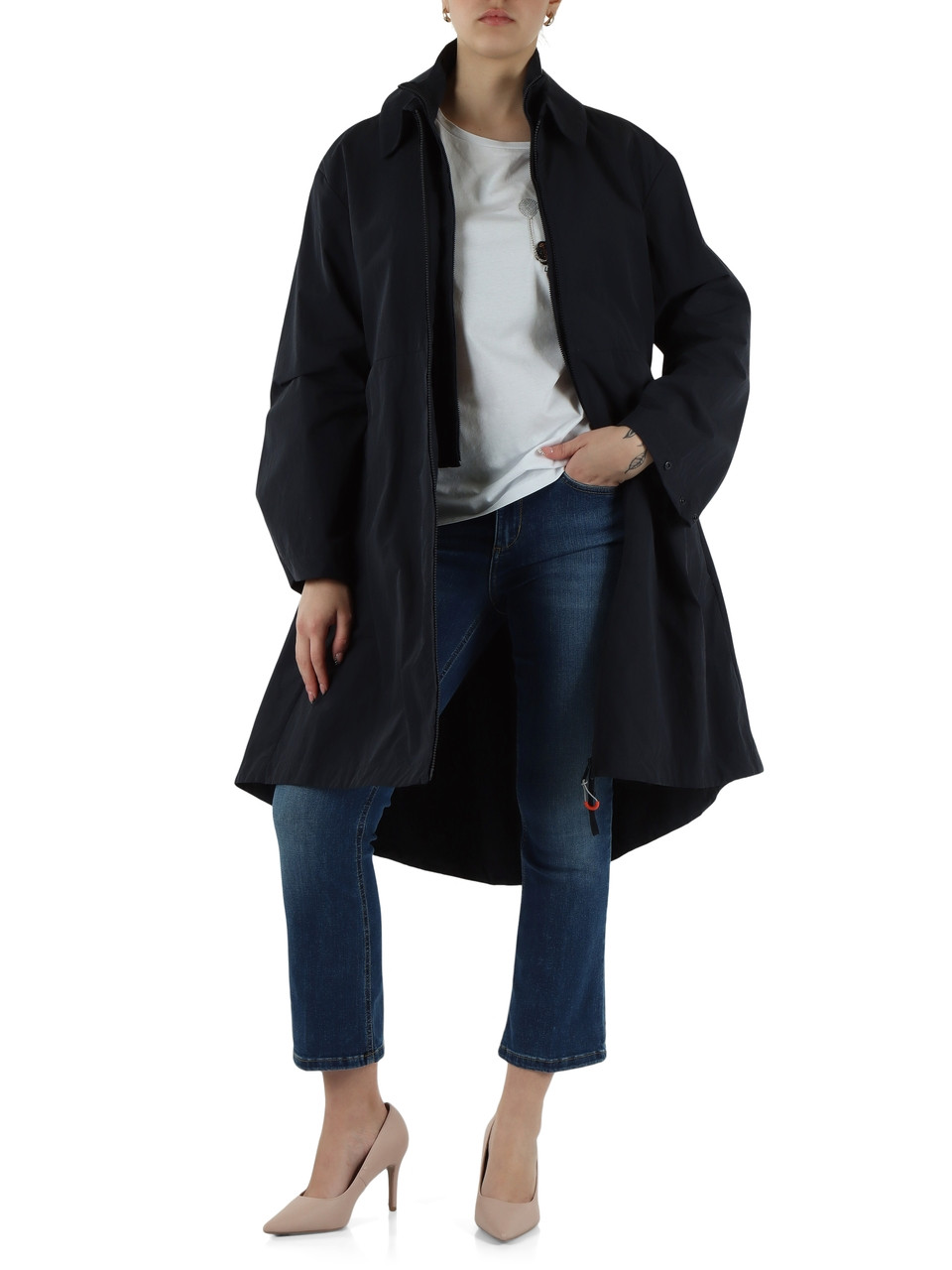 BLU SCURO | Giacca lunga svasata ALISMA Caution