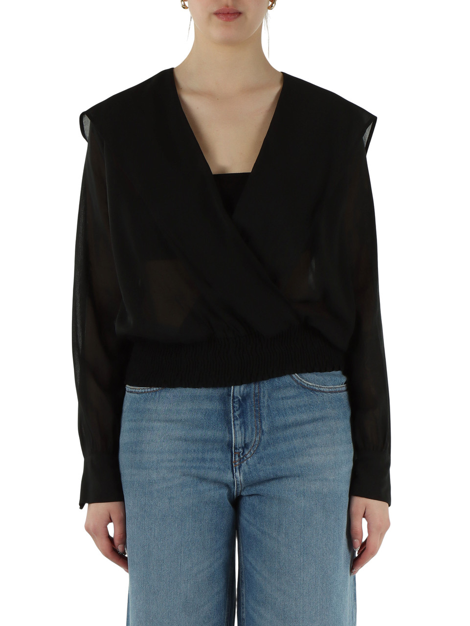 SCHWARZ | CASTIGLIONE Bluse aus Viskose- und Baumwollvoile