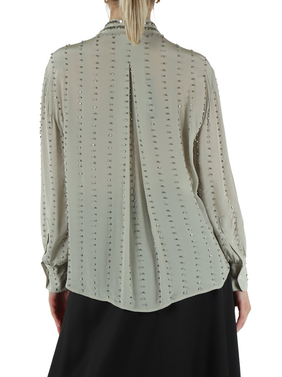 GRIGIO | Camicia in viscosa CAITLIN con strass e borchie