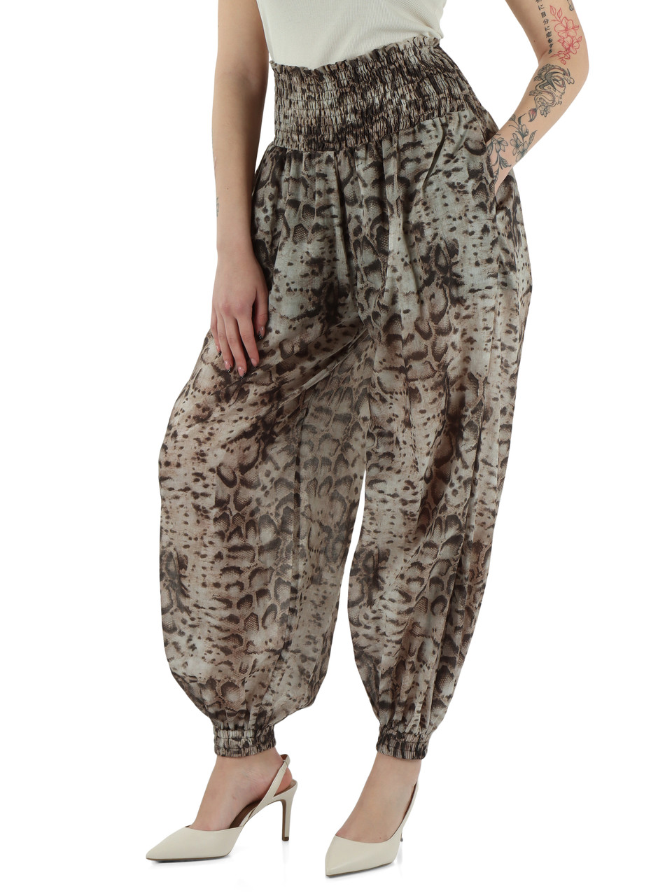 BEIGE | Pantalone BORE in mussola di cotone