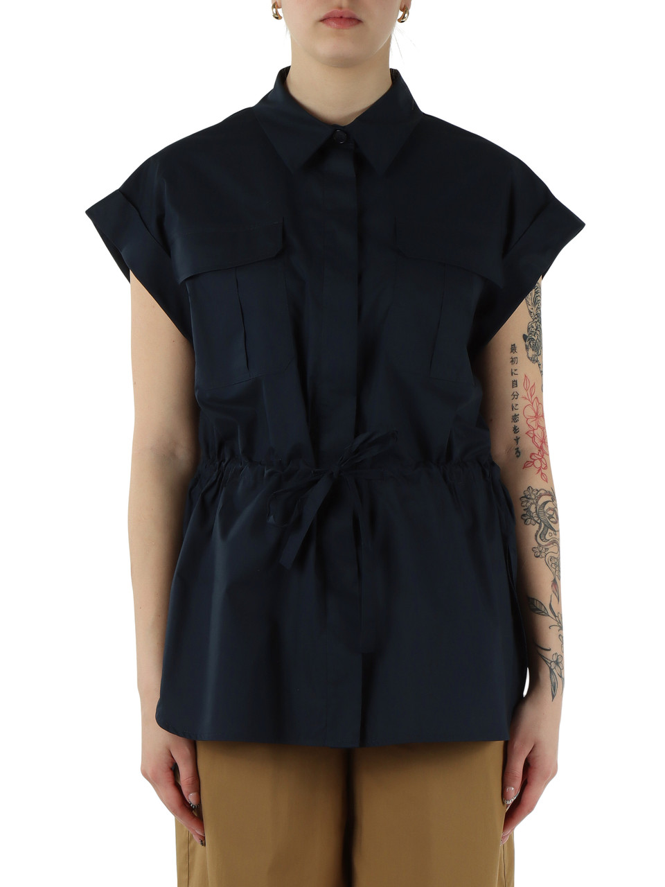 BLU | Giacca camicia manica corta in cotone