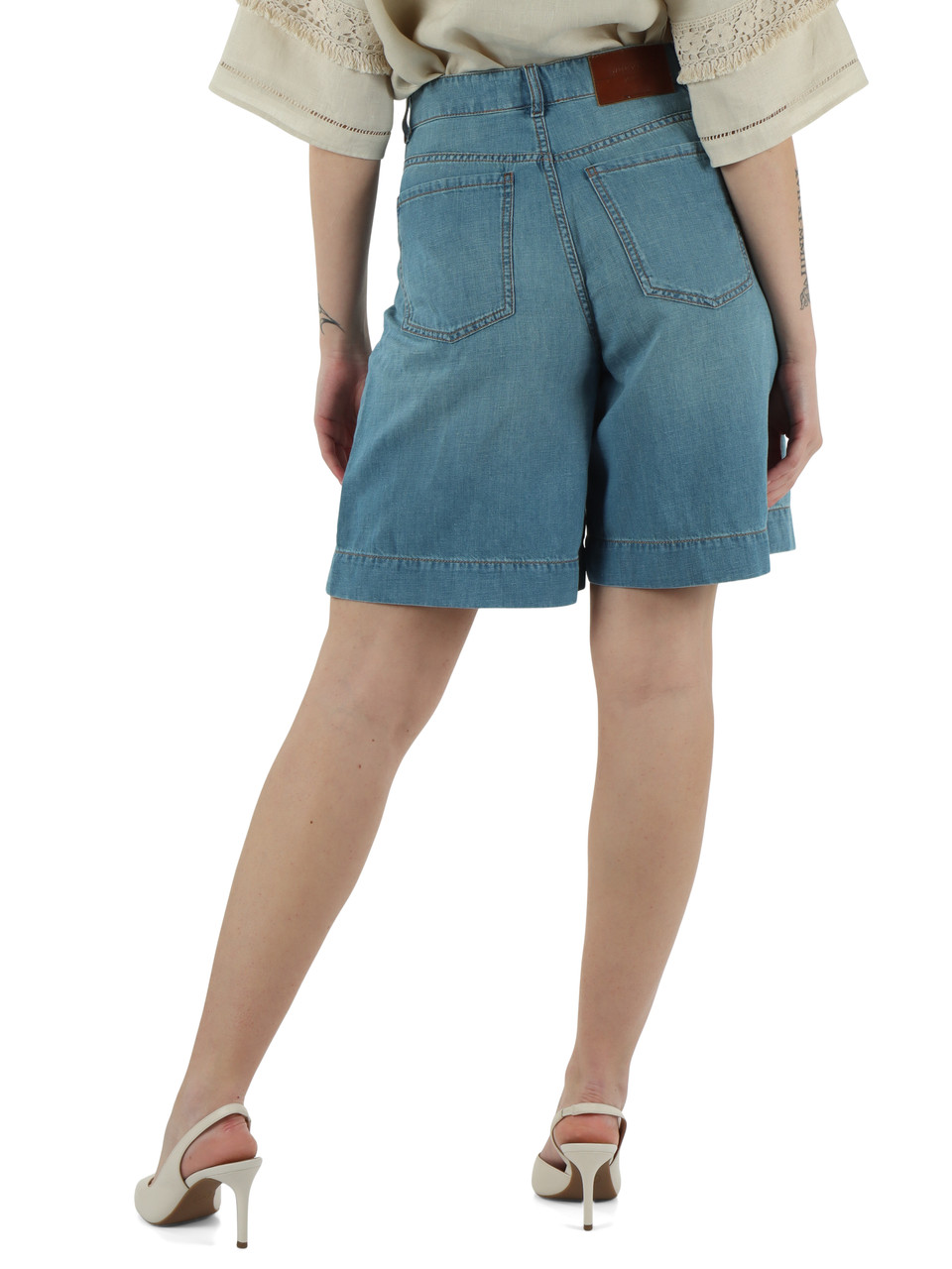 BLU CHIARO | Bermuda in denim di lino e cotone OZONO