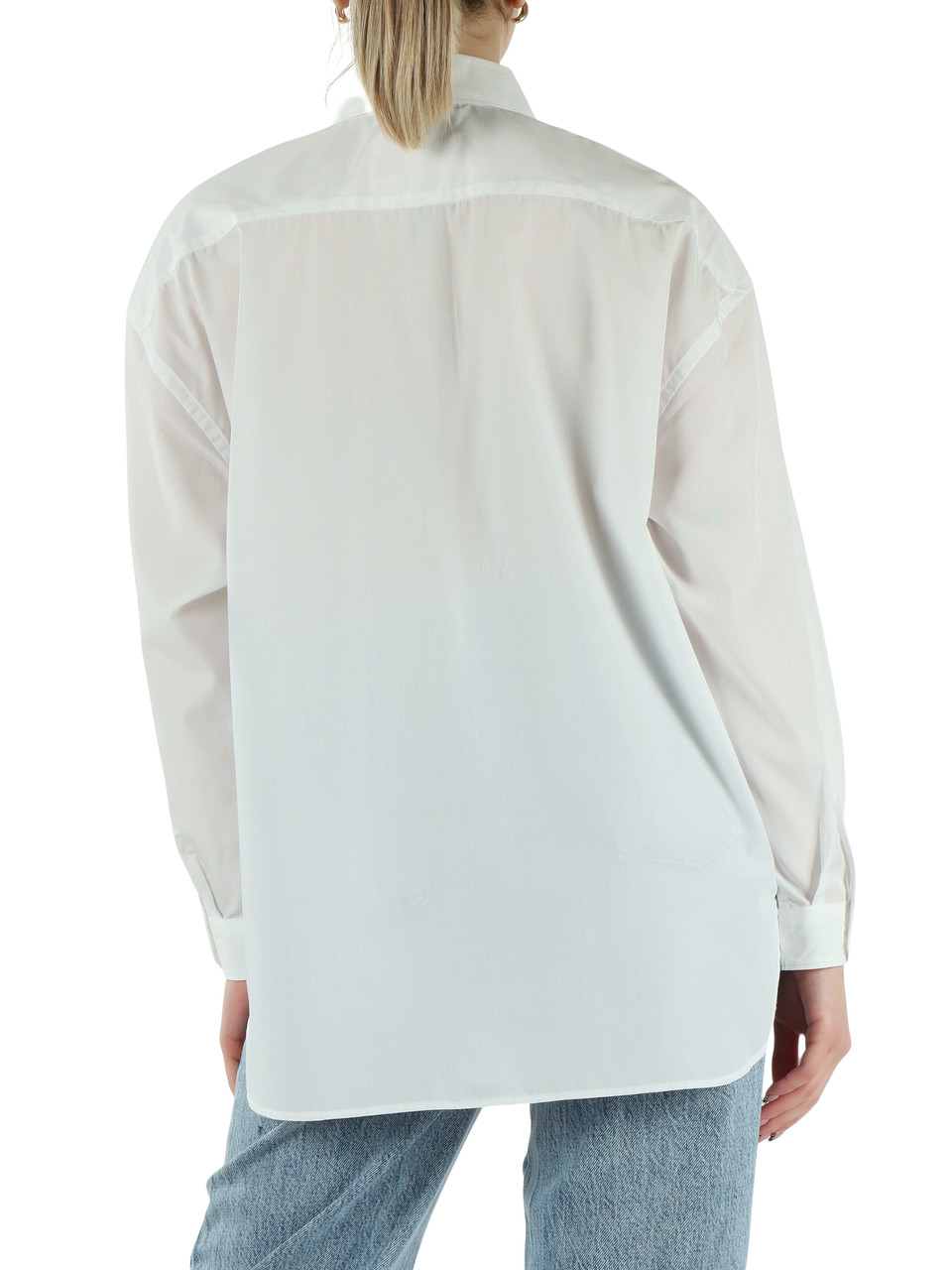 BIANCO | Camicia oversize a righe in misto viscosa