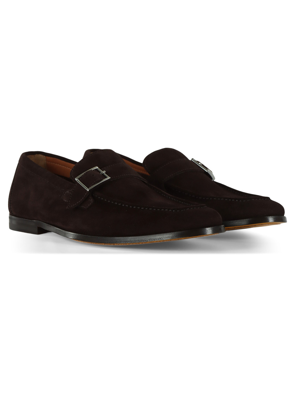 MARRONE | Mocassini in suede con fibbia