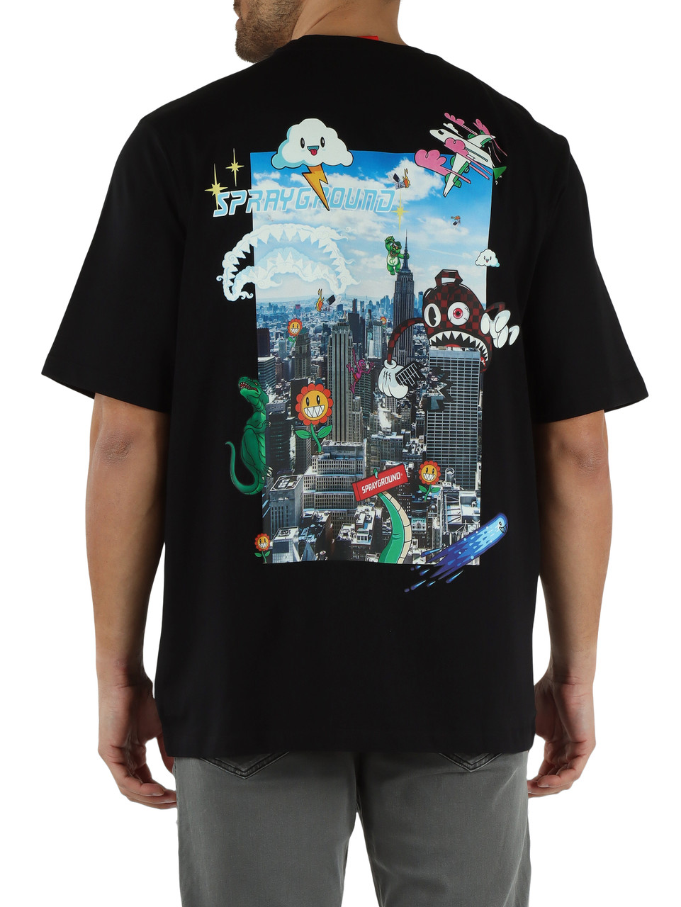 SCHWARZ | Oversize T-Shirt aus Baumwolle CHARACTER INVASION